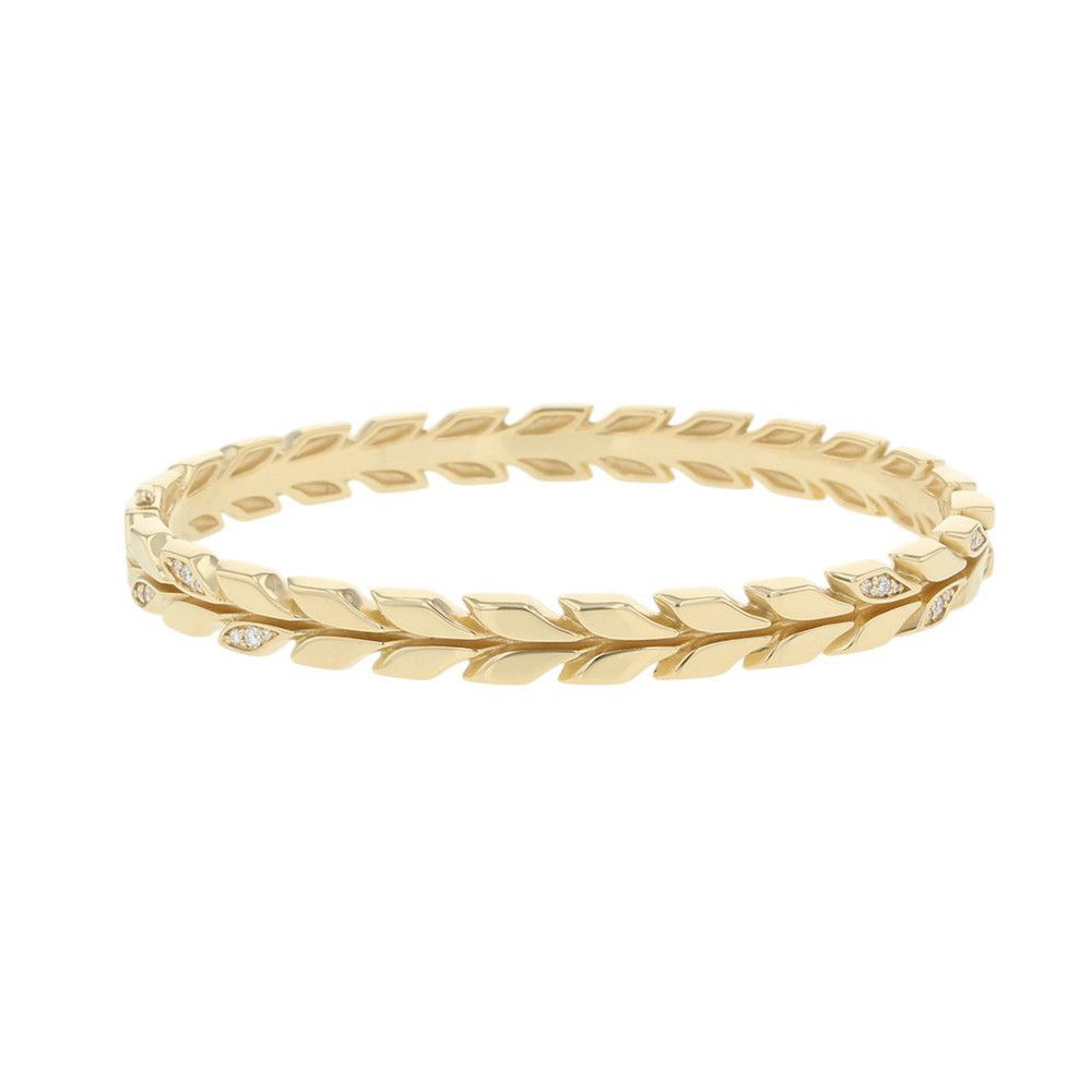 Tiffany & Co Bracelet Victoria Vine Hinge Bangle Diamond Total 18k Yellow Gold — view 3