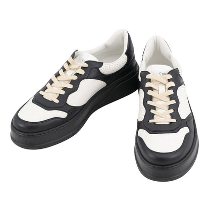 Gucci Sneakers GG Embossed Leather Shoes Black White 11.5