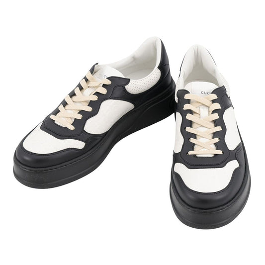 Gucci Sneakers GG Embossed Leather Shoes Black White 11.5