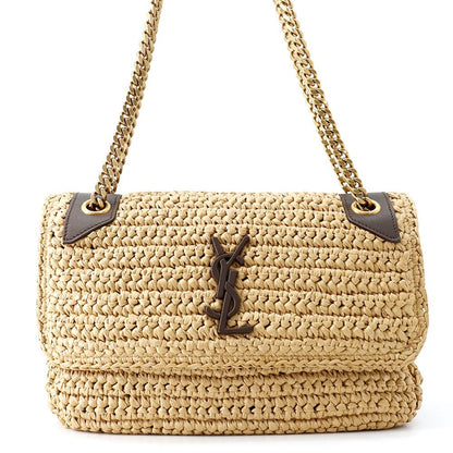Saint Laurent Paris Chain Shoulder Bag Niki Raffia Leather