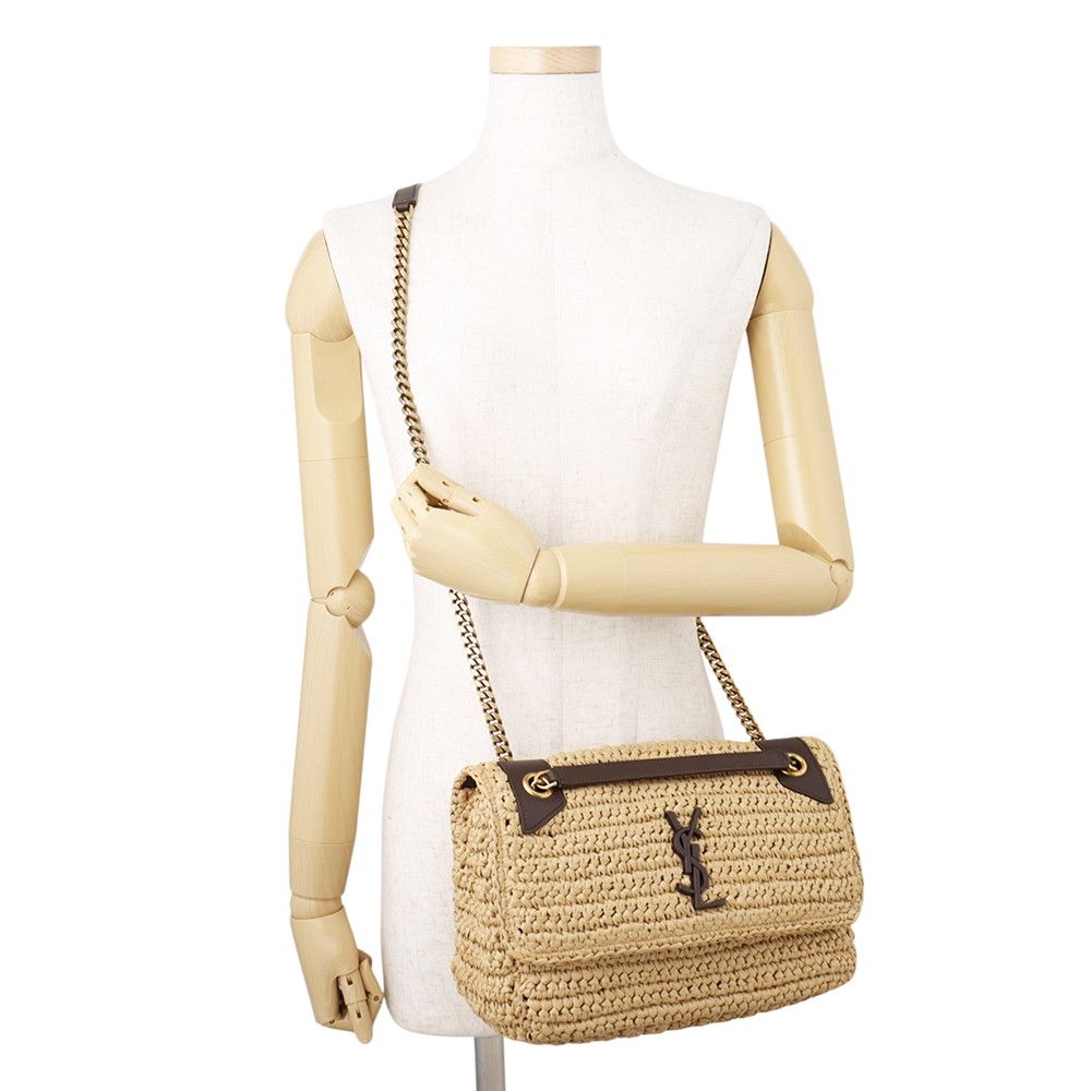 Saint Laurent Paris Chain Shoulder Bag Niki Raffia Leather — view 5