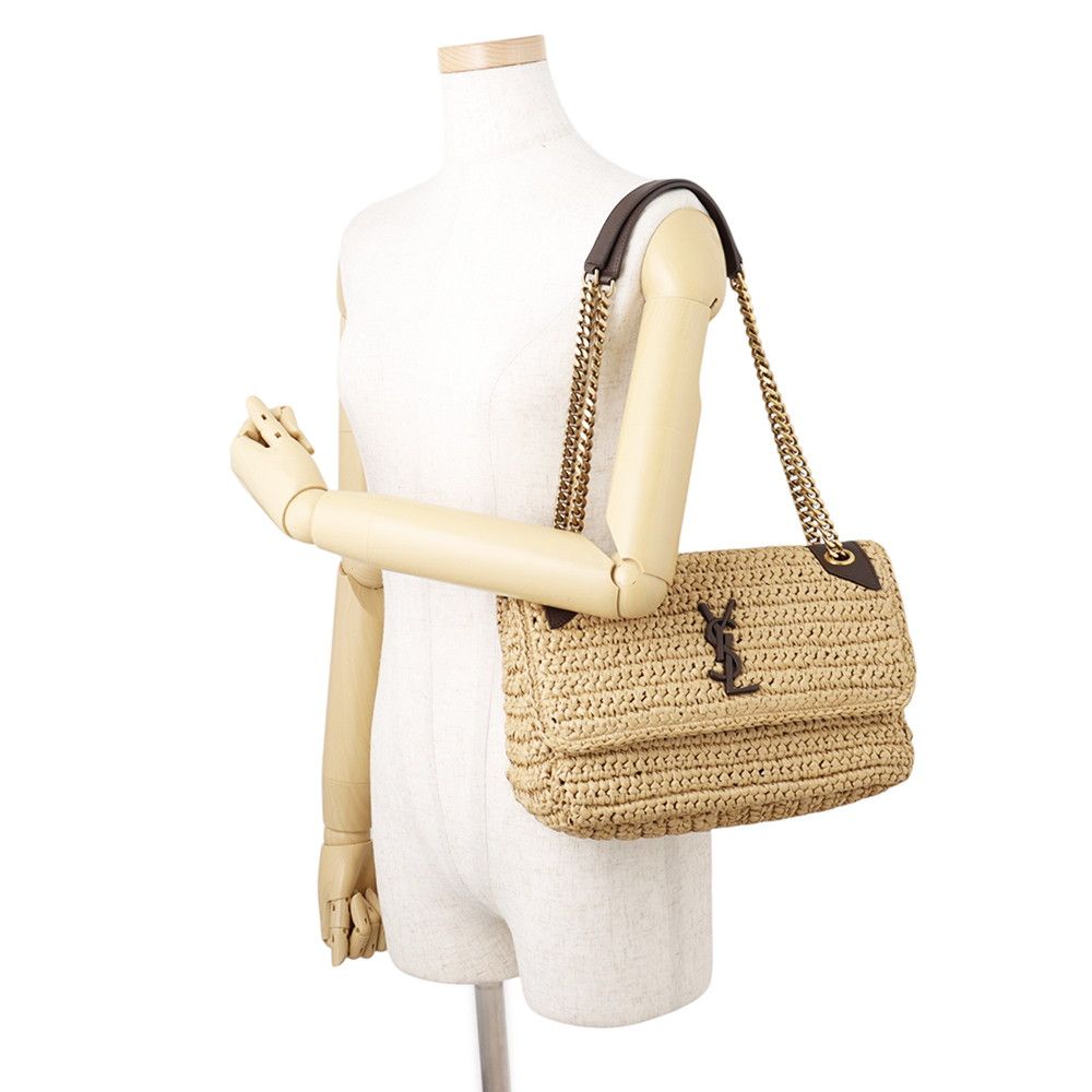 Saint Laurent Paris Chain Shoulder Bag Niki Raffia Leather — view 4