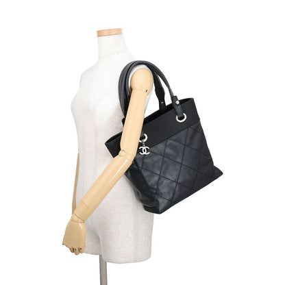 Chanel Tote Bag Paris Biarritz PM Quilted CC Logo Black — view 4