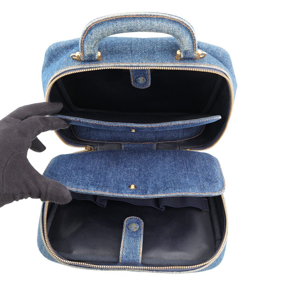 Chanel CC Logo Vanity Denim 2-Way Shoulder Bag — view 7
