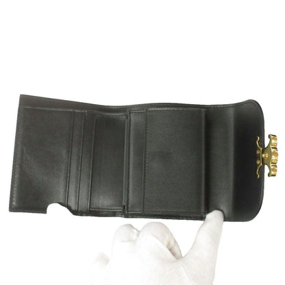Celine Small Flap Wallet Triomphe Shiny Calfskin Trifold Black — view 5