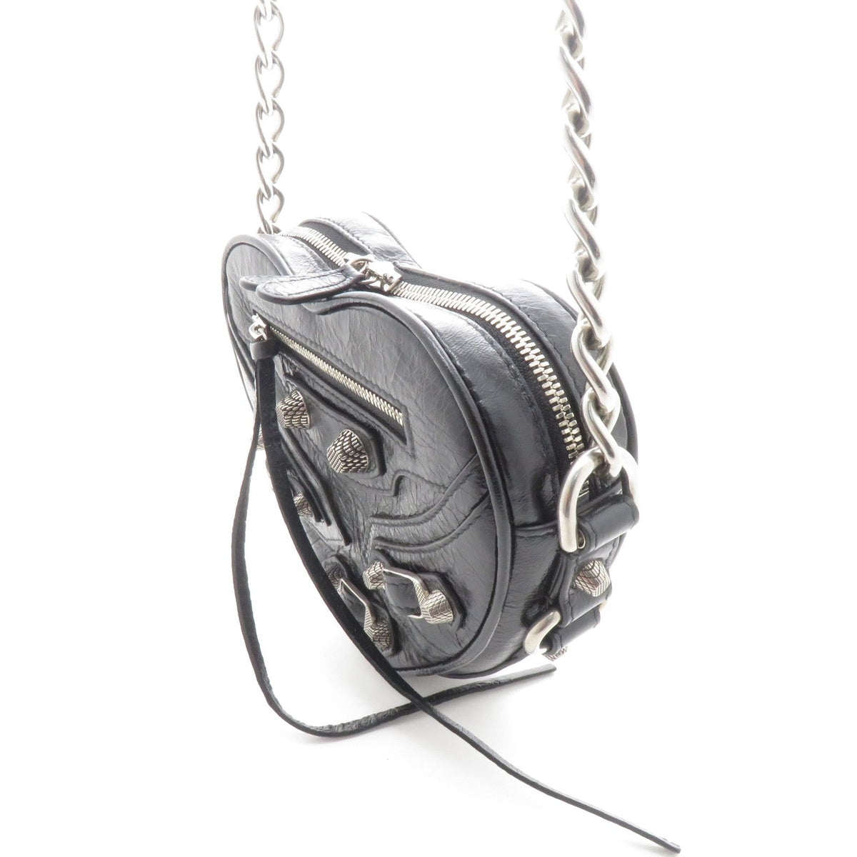 Balenciaga Le Cagole Heart Mini Chain Shoulder Bag Black Leather — view 2