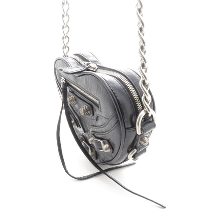 Balenciaga Le Cagole Heart Mini Chain Shoulder Bag Black Leather — view 2