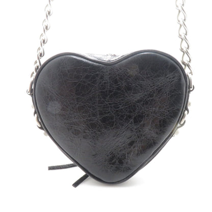 Balenciaga Le Cagole Heart Mini Chain Shoulder Bag Black Leather — view 3