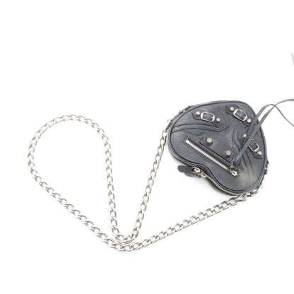 Balenciaga Le Cagole Heart Mini Chain Shoulder Bag Black Leather — view 4