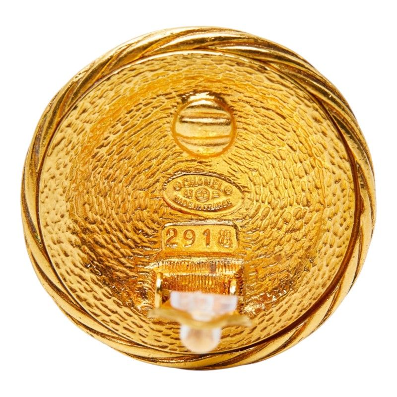 Chanel CC Logo Vintage Earrings 93P Gold Plated — view 4