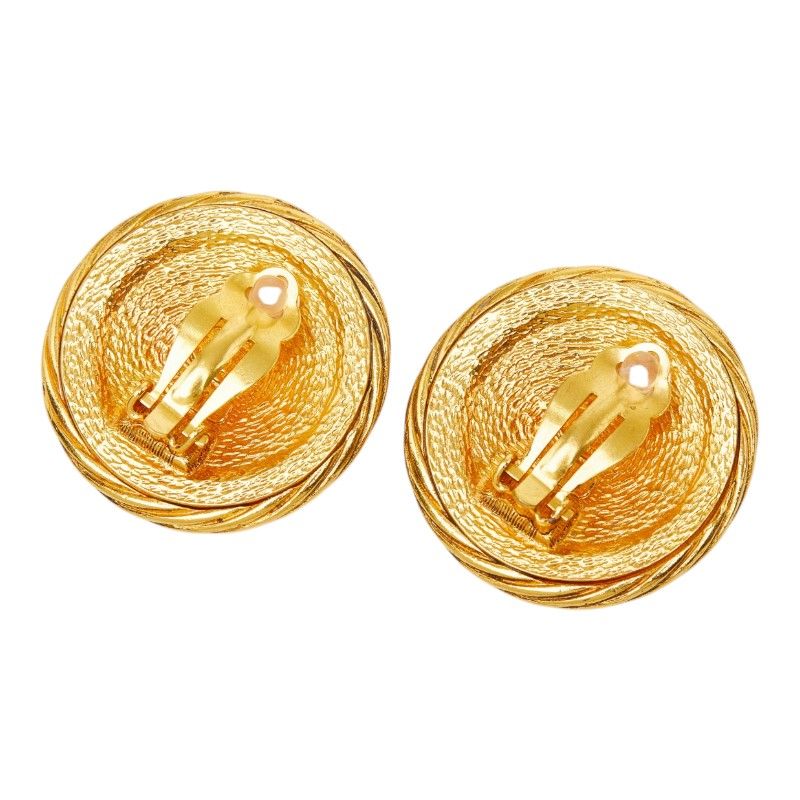 Chanel CC Logo Vintage Earrings 93P Gold Plated — view 3