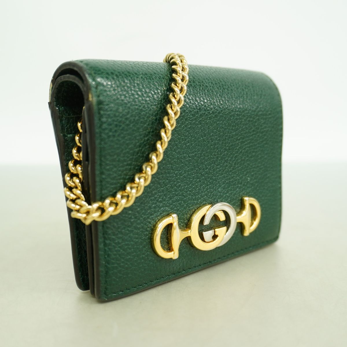 Gucci Wallet Zumi Leather Green Gold Silver — view 2