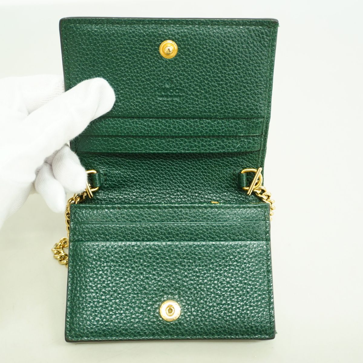 Gucci Wallet Zumi Leather Green Gold Silver — view 3