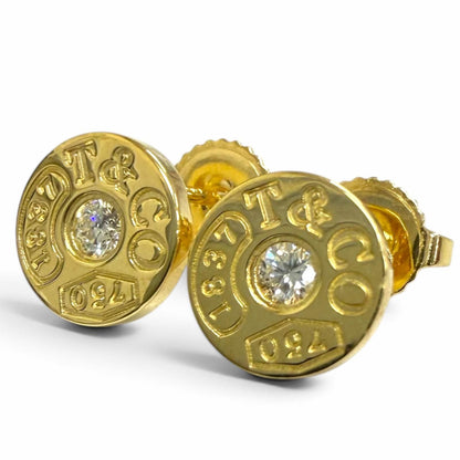 Tiffany & Co Diamond 1837 Circle Earrings Yellow Gold