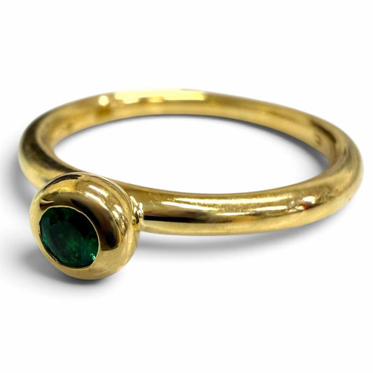 Tiffany & Co Vintage Bizzette 750 Emerald Ring Yellow Gold Green