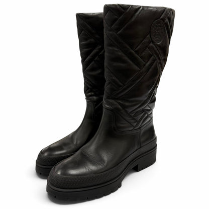 Hermes Ex-Libris Quilted Leather Long Boots Black