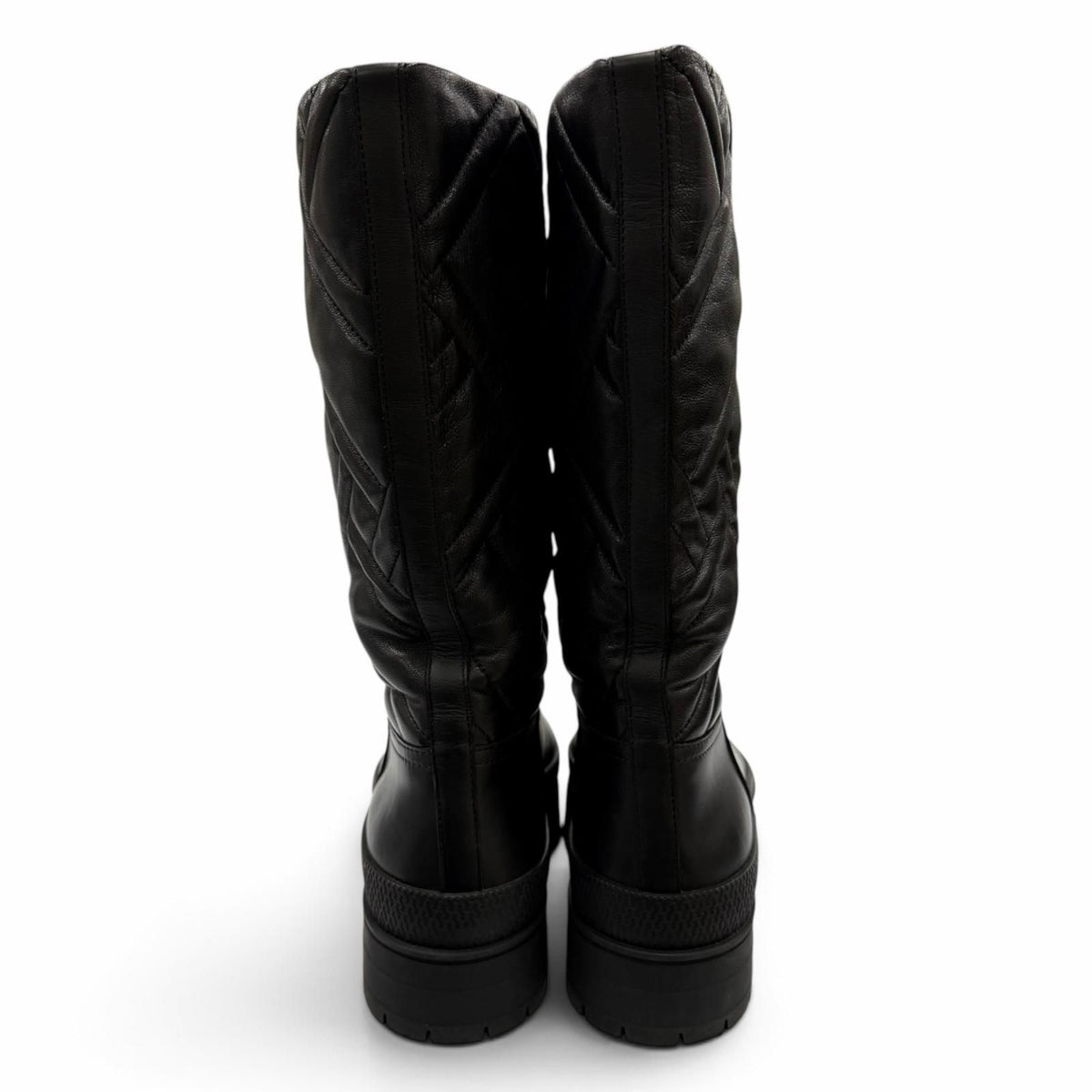 Hermes Ex-Libris Quilted Leather Long Boots Black — view 3