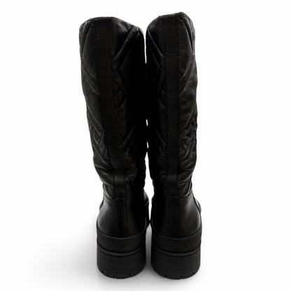Hermes Ex-Libris Quilted Leather Long Boots Black — view 3