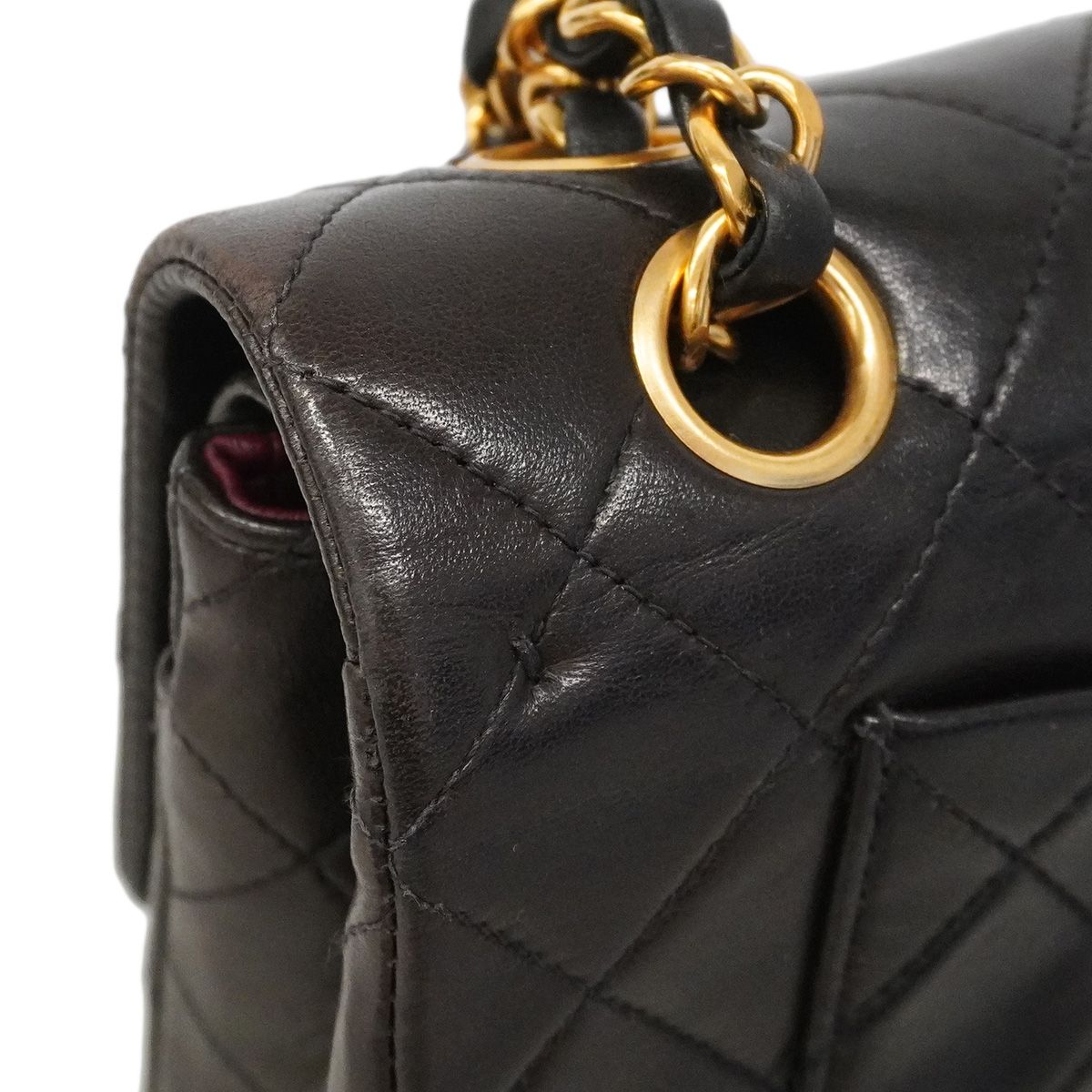Chanel Shoulder Bag Quilted Lambskin Black Gold — view 6