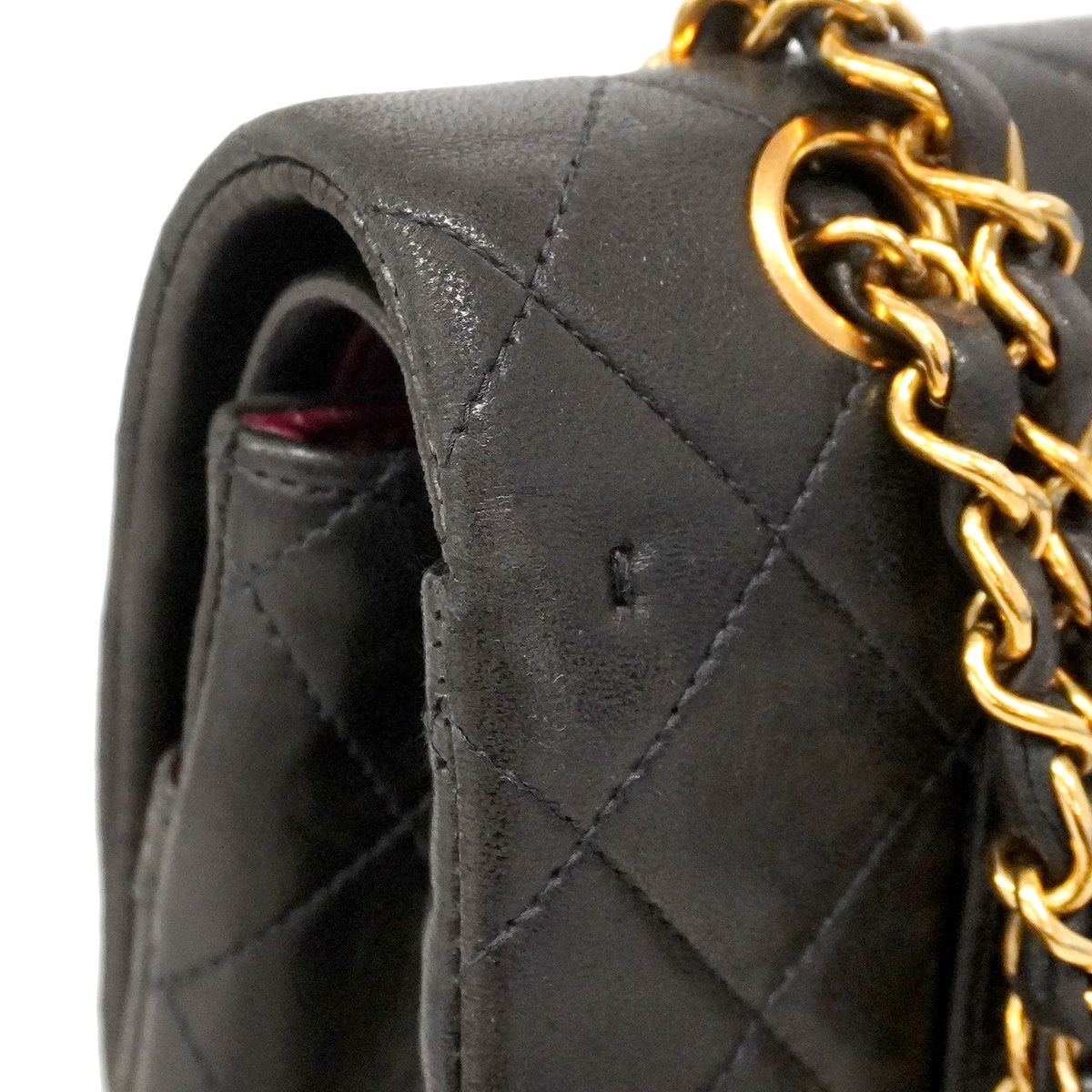 Chanel Shoulder Bag Quilted Lambskin Black Gold — view 7