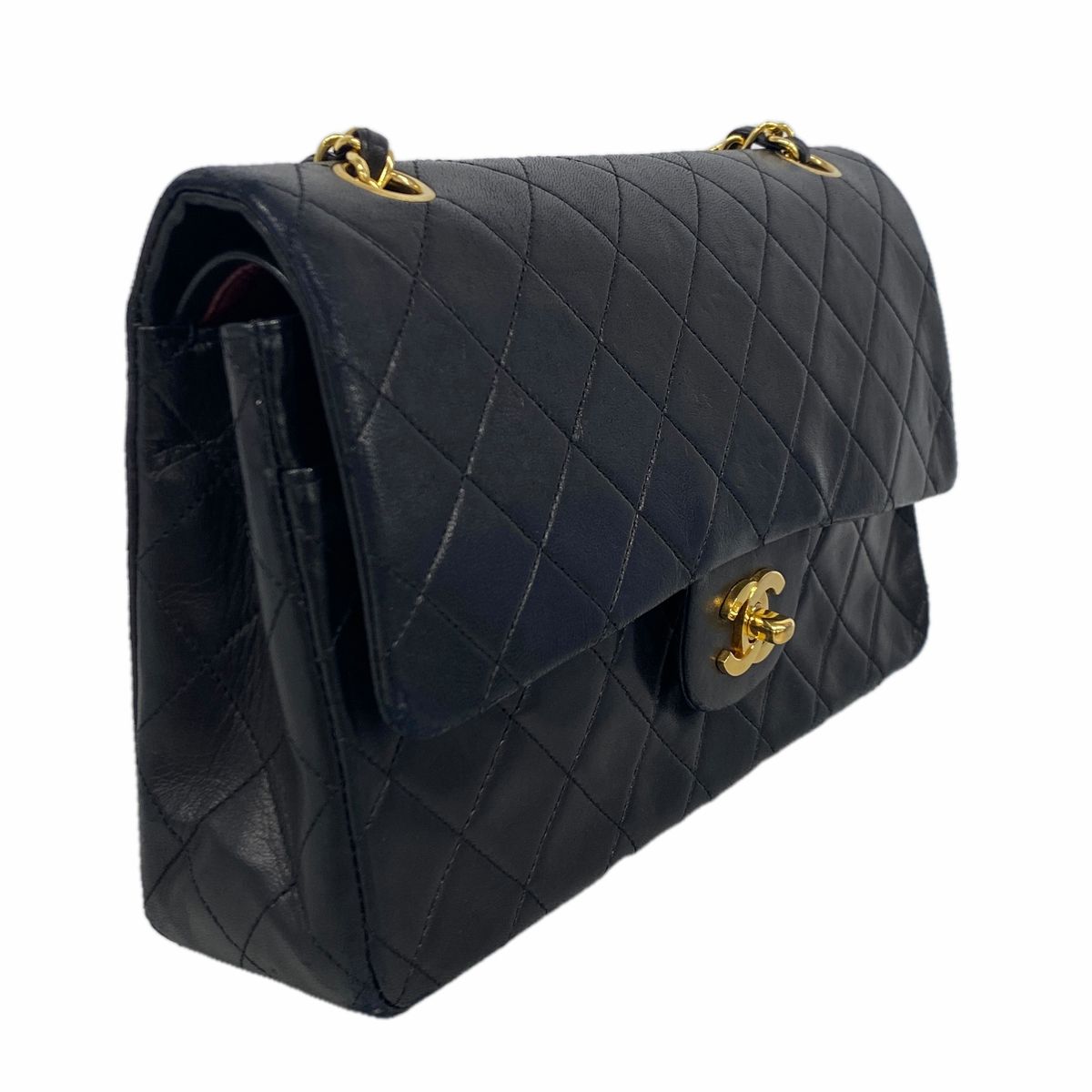 Chanel Shoulder Bag Quilted Lambskin Black Gold — view 2