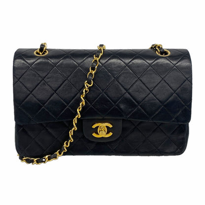 Chanel Shoulder Bag Quilted Lambskin Black Gold