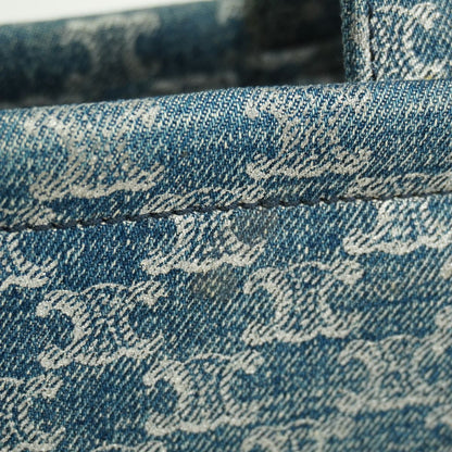 Celine Tote Bag Triomphe Denim Blue Silver 2-Way — view 8