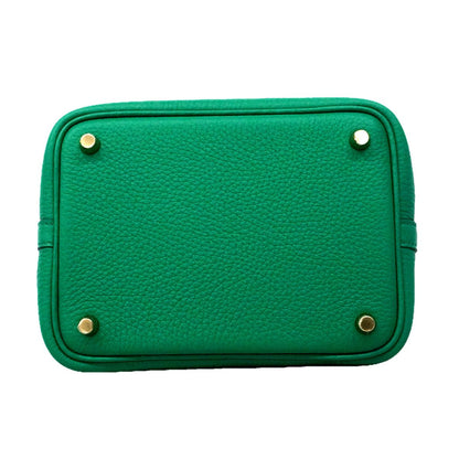 Hermes Handbag Picotin Lock PM Taurillon Clemence Vert Jade Gold — view 3