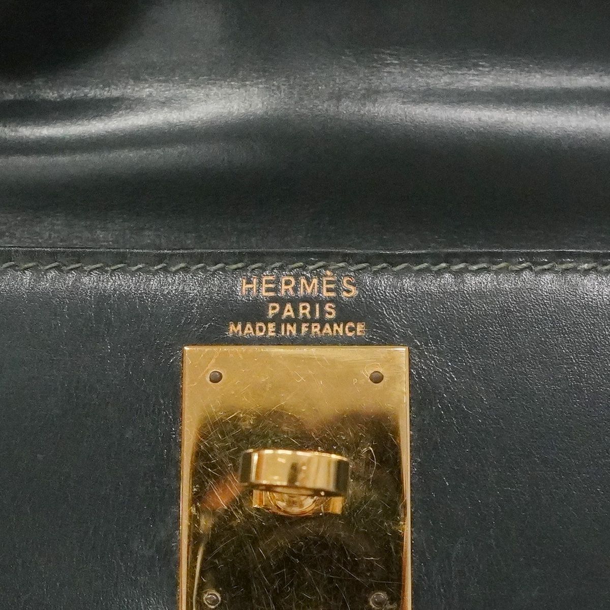 Hermes Handbag Kelly 28 Box Calf Green Gold — view 5