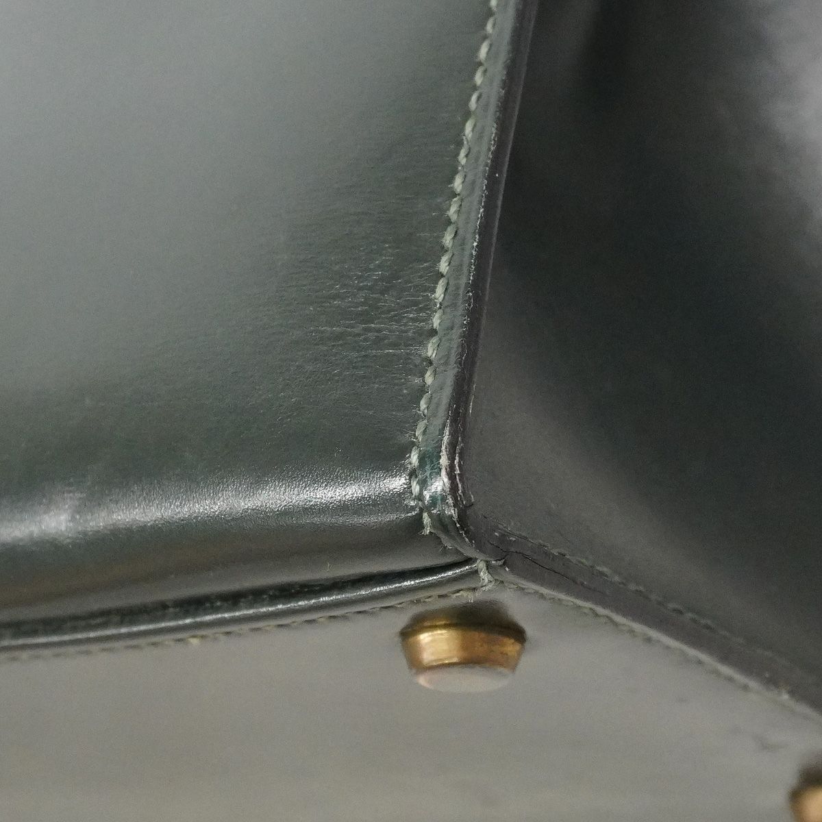 Hermes Handbag Kelly 28 Box Calf Green Gold — view 6