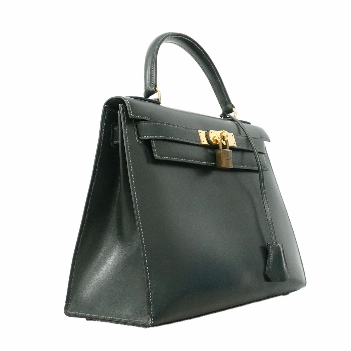 Hermes Handbag Kelly 28 Box Calf Green Gold — view 2