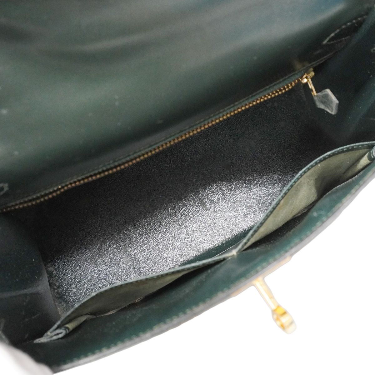 Hermes Handbag Kelly 28 Box Calf Green Gold — view 4
