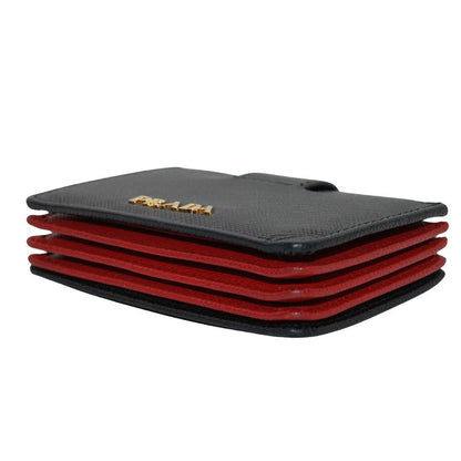 Prada Card Case Saffiano Black Red Accordion — view 4