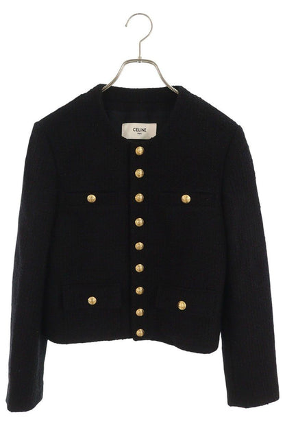 Celine Collarless Tweed Jacket 36