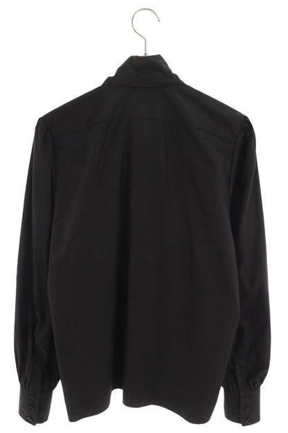 Saint Laurent Paris Lavallienne Neck Cotton Poplin Long Sleeve Shirt 37 — view 2