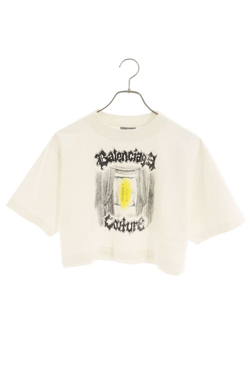Balenciaga Distressed Logo Print Cropped T-Shirt XS