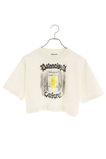 Balenciaga Distressed Logo Print Cropped T-Shirt XS