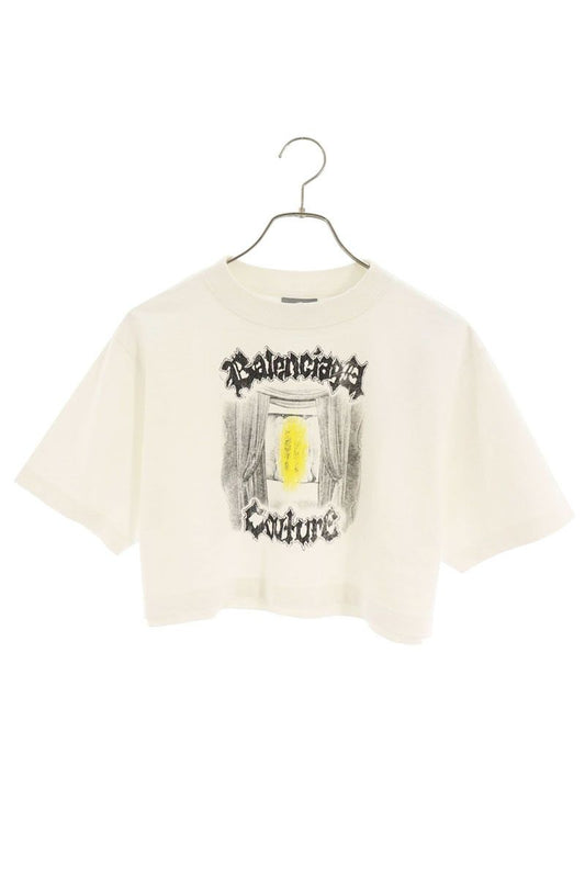 Balenciaga Distressed Logo Print Cropped T-Shirt XS