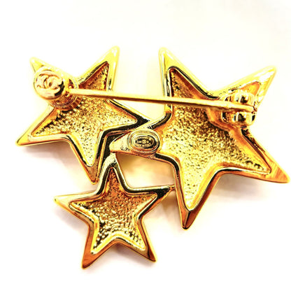 Chanel Rhinestone Star Brooch Gold Plated Navy — view 2