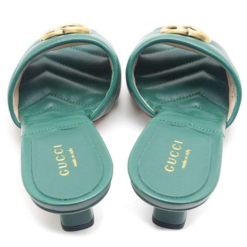 Gucci GG Marmont Sandals Leather Green — view 5