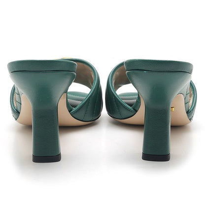 Gucci GG Marmont Sandals Leather Green — view 3
