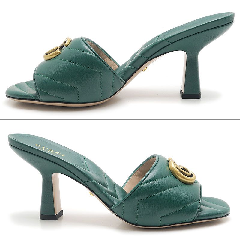 Gucci GG Marmont Sandals Leather Green — view 4