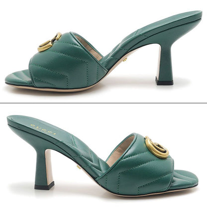 Gucci GG Marmont Sandals Leather Green — view 4