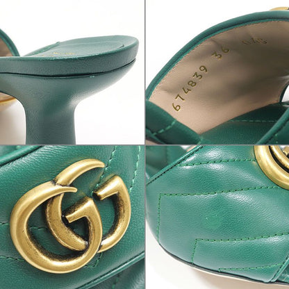 Gucci GG Marmont Sandals Leather Green — view 7