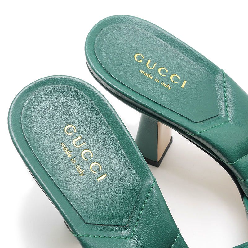 Gucci GG Marmont Sandals Leather Green — view 6