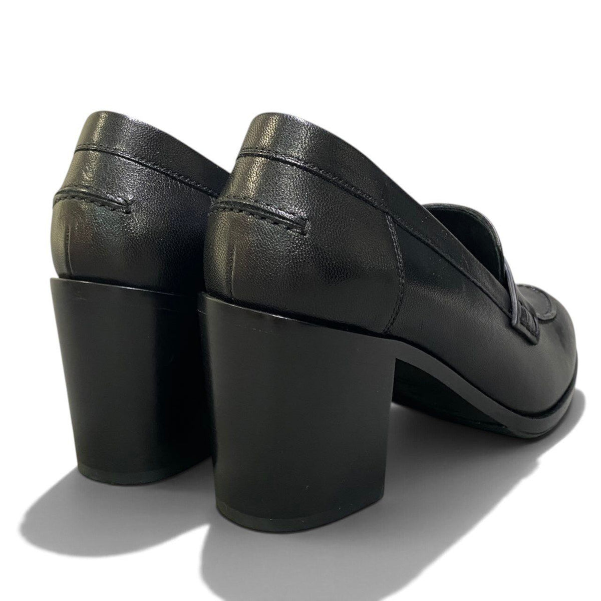 Hermes I8 Moccasins Dauphin Heels Loafers H Black Leather — view 4