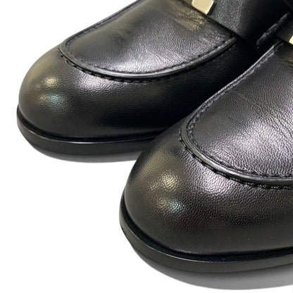 Hermes I8 Moccasins Dauphin Heels Loafers H Black Leather — view 7