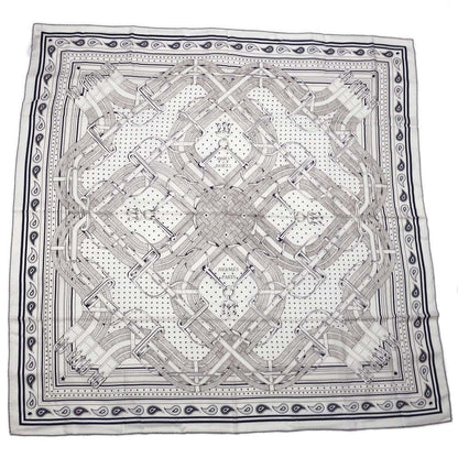 Hermes Carre 140 Mors a Jouets Bandana White Shawl Cashmere Silk Scarf