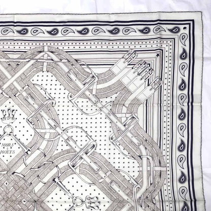Hermes Carre 140 Mors a Jouets Bandana White Shawl Cashmere Silk Scarf — view 5