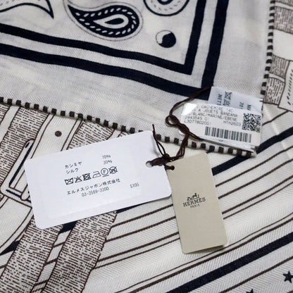 Hermes Carre 140 Mors a Jouets Bandana White Shawl Cashmere Silk Scarf — view 8